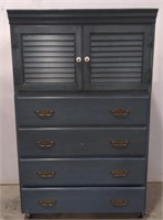 (G) Blue Chest of Drawers on Casters. Four