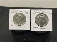 2-Walking Liberty Silver Half Dollars