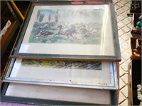 Vintage Framed War Pictures; The Attack On The