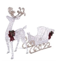 Open Box CANVAS 4' LED Arctic White Deer and Sleig
