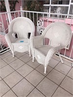 Two plastic wicker chairs #163