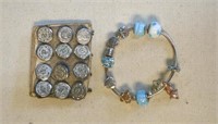 Sterling Charm Bracelet & Costume Buttons