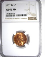 1952-D Cent NGC MS66 RD