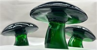 Set Of 3 Viking Emerald Mushrooms - Pressed By