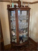 Curved glass china cabinet 61.5 “ tall 14” deep.