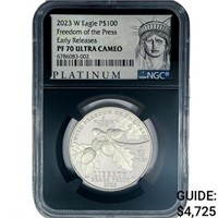 2023-W Black $100 F.O.P. 1OZ PLAT FS NGC PR70