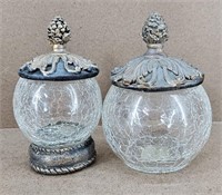 2pc Elegant Crackle Glass Keeper Jars