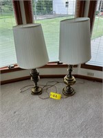 Brass Base lamps - pair of lamps