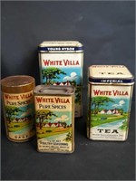 4 pc. White Villa Teas,Sage,Poultry Seasoning Tin