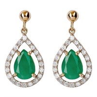 1.50 Ct Emerald Diamond Earrings 10 Kt