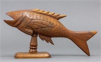 Jacob Warren Carved Wood Fish Sculpture