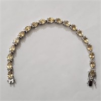 $800 Silver Citrine 7.5" 14.25G Bracelet