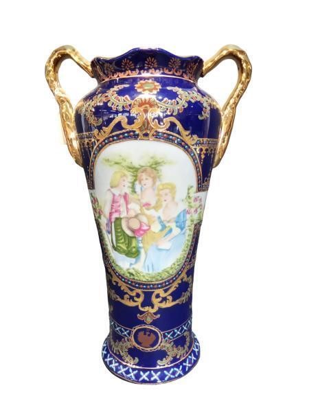 Limoges France Cobalt Blue and Gold Trim Vase - Po