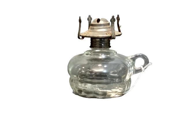 Vintage Glass Oil Lamp with Metal Top - Classic De