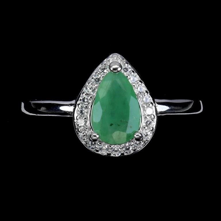 Pear Emerald 8x6mm Cz Gemstone 925 Sterling Silver