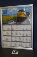 1994 CSX Railroad Calendar w/ Frame