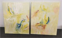 2 PC SIGNED ABSTRACT ON CANVAS