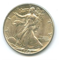 1942-P Walking Liberty Silver Half Dollar - AU