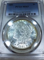 1881 Morgan Silver Dollar PCGS MS63