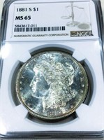 1881-S Morgan Silver Dollar NGC MS65 Toned
