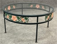 Glass Top Floral Base Cocktail Table