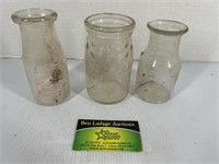 3 Glass Milk Bottles