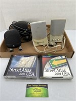Logitech Speakers and Street Atlas CDs