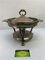 Silver Plated Serving Dish Stand With Lid