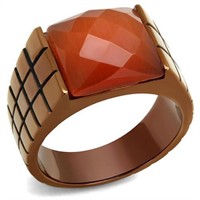 Trendy 13.20ct Orange Cat Eye Fashion Ring