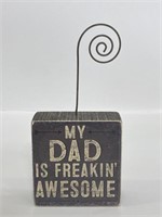 My Dad Is Awesome wood block wire photo stand