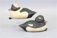 Pair of Hen and Drake Bufflehead Duck Decoys by