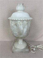Antique Carved Alabaster Electric Lamp