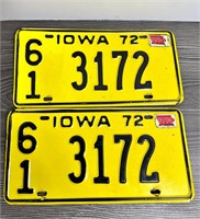 Vintage Iowa License Plates Black & Yellow