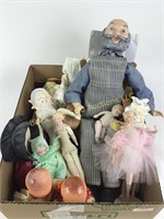 Box lot of porcelain dolls.