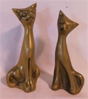 2 brass cat figurines, tallest is 6.5"
