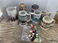 Vintage wine bottle corks and beer steins