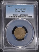 1857 FLYING EAGLE CENT PCGS VF25