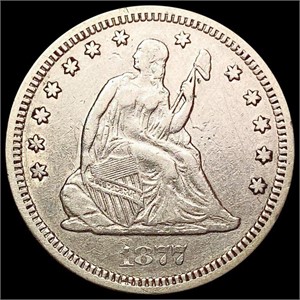1877-CC Seated Liberty Quarter CLOSELY