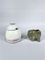 Frankoma Pottery Honey Pot and Elephant Planter