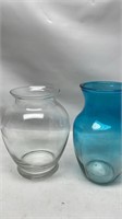 2 Glass Vases 8 inch tall