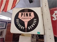 Original "Pink Parafin" Enamel Double sided Sign