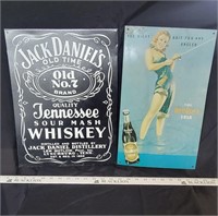 Jack Daniels & Red Rock Cola metal signs
