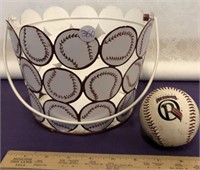 Cute Metal Baseball Bucket & Rangers Baseball