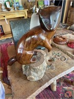Hand carved wooden fox