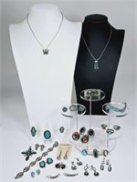 5.8 OZT Sterling & Turquoise Jewelry, MOP & More