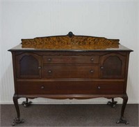Mahogany and Faux Marble Buffet Sideboard Server