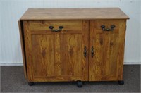 Knotty Pine Look Sewing Table Extension & Cabinet