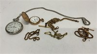 (2) pocket watches and (4) chains