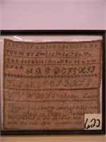 1831 ABC Sampler - Framed in a 19"x18" - Good