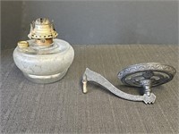 Cast iron wall mount & oil burning lamp